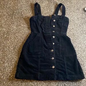 very cute black corduroy button up dress